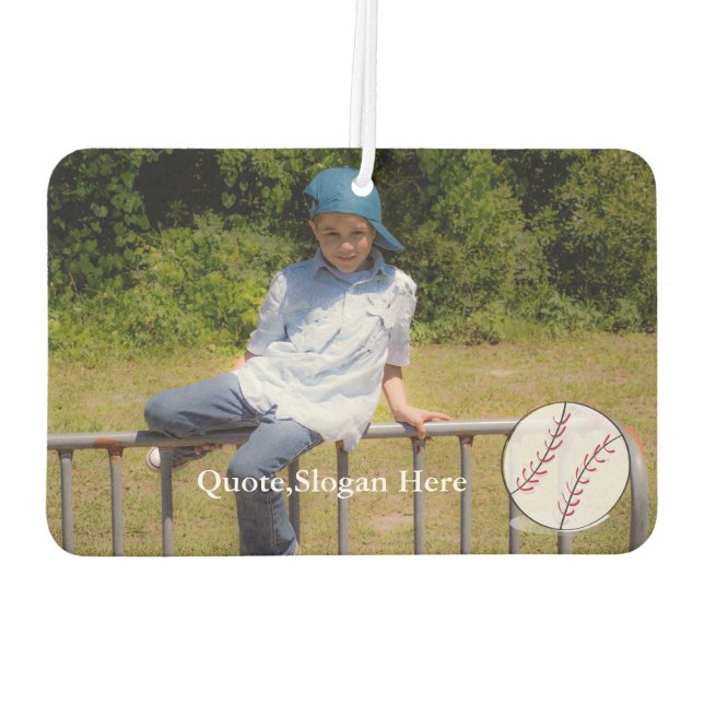 Kids Photo Baseball Quote Name  Air Freshener (Back)