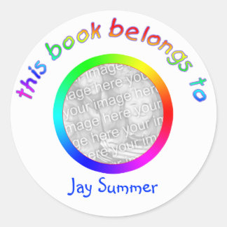 Kid's Photo Book Plate Classic Round Sticker