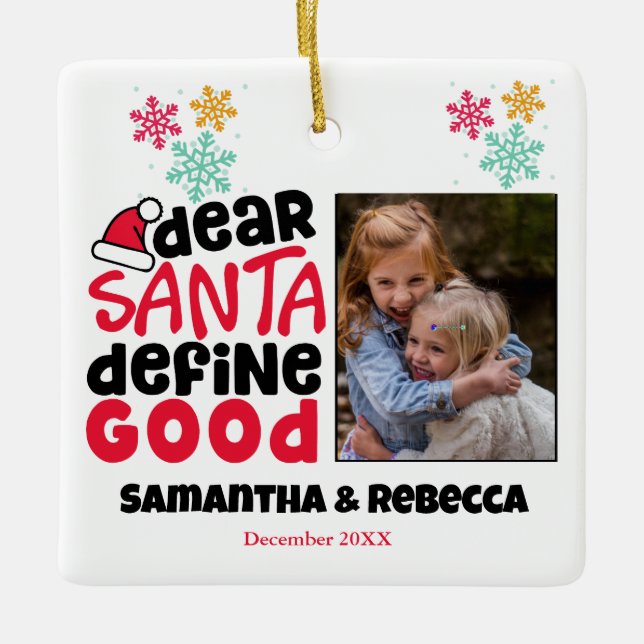 Kids Photo Funny Santa Ornament (Front)