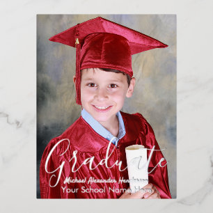 Kids Photo Graduation Foil Invitation Postcard