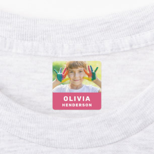 Kids Photo Modern Simple Girly Pink Clothing Label