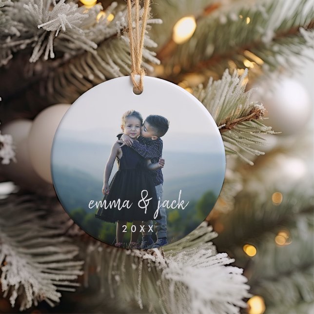 Kids Photo & Name Overlay Ceramic Tree Decoration (Creator Uploaded)