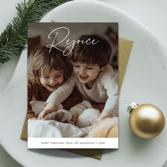 Kids Photo Rejoice Religious Christmas Biblical Holiday Card (Creator Uploaded)