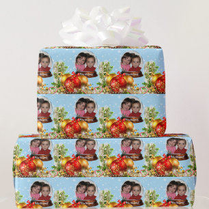Kids' PHOTO Snow Globe Christmas Gift Wrapping Paper