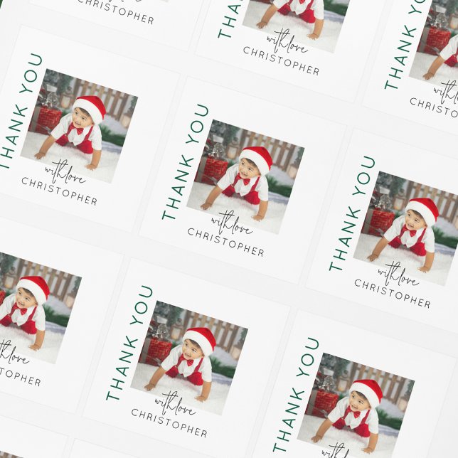 Kids Photo Thank You Square Sticker (Creator Uploaded)