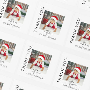 Kids Photo Thank You Square Sticker