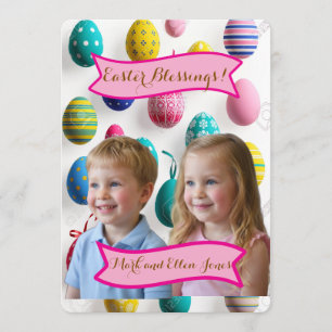 Kids Photos Easter Painted Eggs  Holiday Card