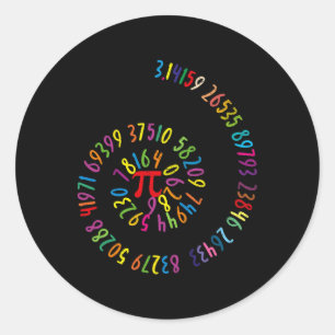 Kids Pi Day Math Spiral 3.14 Ratio Geek Nerd Math Classic Round Sticker