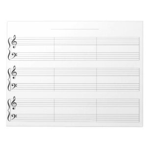 Kids Piano Grand Staff Wide Rule 9 Measures Music Notepad