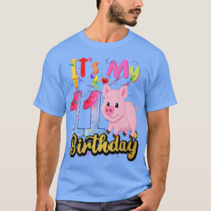 Kids Pig 11th Birthday 11 Years Old Pig Birthday P T-Shirt