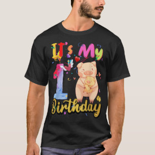 Kids Pig 1th Birthday 1 Years Old Pig Birthday T-Shirt
