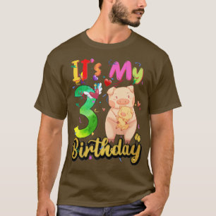 Kids Pig 3th Birthday 3 Years Old Pig Birthday Pre T-Shirt