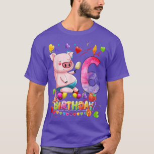 Kids Pig Birthday Party 6 Year Old Boy 6th Pig Bir T-Shirt
