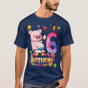 Kids Pig Birthday Party 6 Year Old Boy 6th Pig Bir T-Shirt