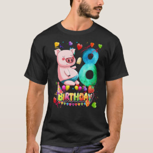 Kids Pig Birthday Party 8 Year Old Boy 8th Pig Bir T-Shirt
