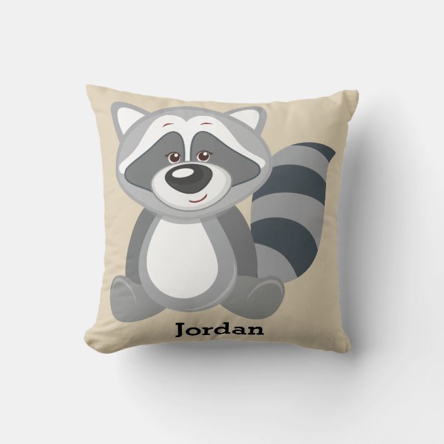 Kid's Pillow Cute Woodland Racoon (Front)