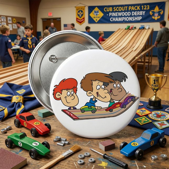 Kids Pinewood Derby Car Race 7.5 Cm Round Badge (Creator Uploaded)