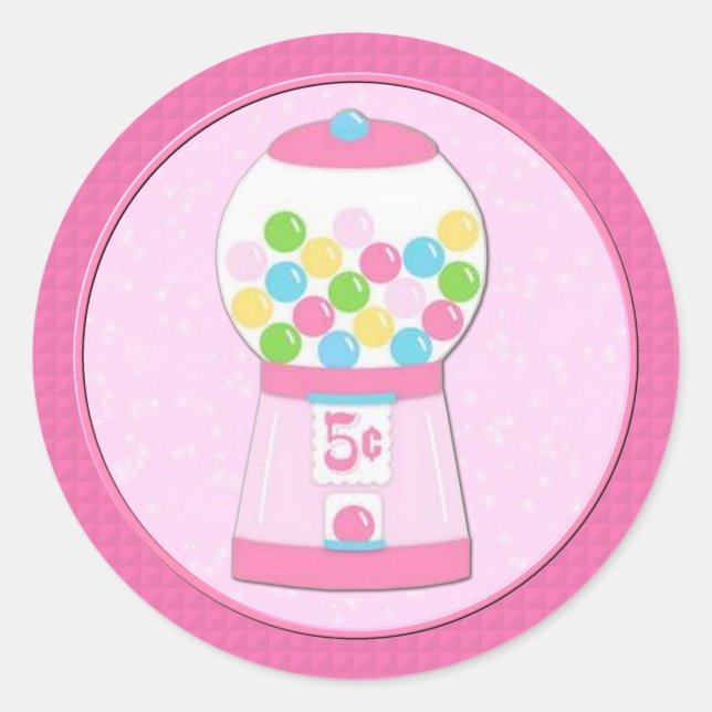 Kids' Pink Bubblegum Machine Stickers (Front)