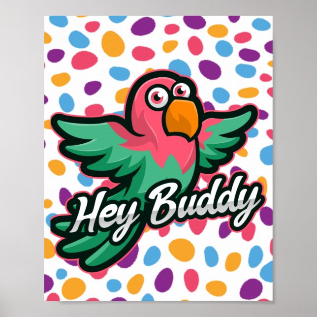 Kids pink cartoon bird  poster (Front)