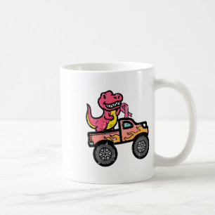 Kids Pink Dino Monster Truck Breast Cancer Awarene Coffee Mug