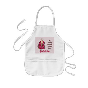 Kid's Pink Giraffe Monogrammed Letter G Name Kids Apron