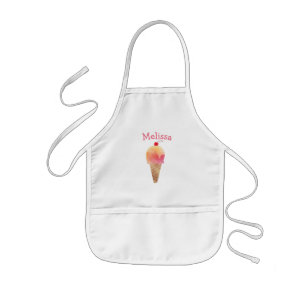 Kids Pink Ice Cream Personalised Monogram Apron