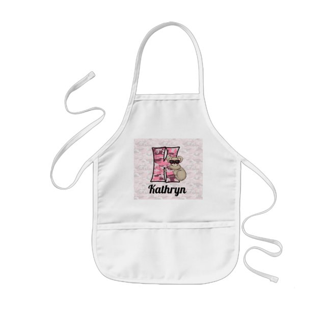 Kid's Pink Koala Monogrammed "K" Apron (Front)