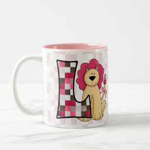 Kid's Pink Lion Monogram "L" Mug