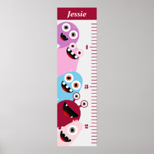 Kids Pink Monster Growth Chart