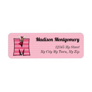 Kids Pink Moose Monogram M Address