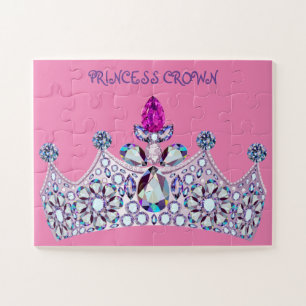 Kids Pink Princess Royal Monarchy Crown Jigsaw Puzzle