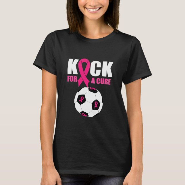 Kids Pink Ribbon Soccer Ball For Girls Boys Kick T-Shirt (Front)