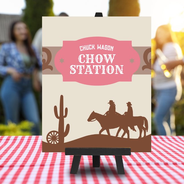 Kids Pink Western "Chuck wagon chow station" Sign (Creator Uploaded)