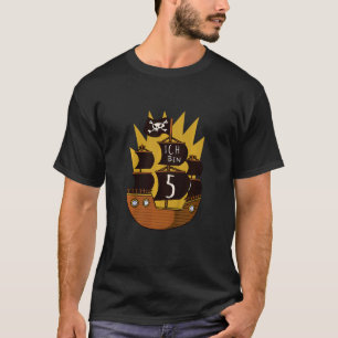 Kids Pirate 5th Birthday Boys 5 Years Pirate Ship T-Shirt