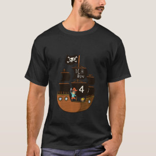 Kids   Pirate Kid On Pirate Ship  Children Four Ye T-Shirt