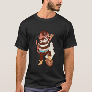 Kids Pirate Kids Cat With Binoculars T-Shirt
