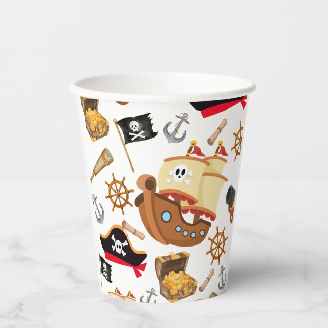 Kids Pirate Party | Ahoy Matey Pirate Birthday  Paper Cups (Front)