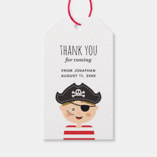 Kids pirate party. Baby boy birthday thank you Gift Tags