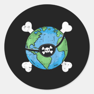 Kids Pirate Planet Earth Day Environmental Toddler Classic Round Sticker