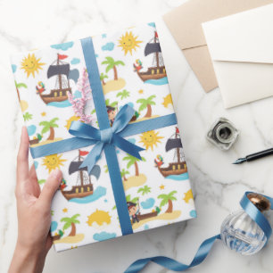 Kids Pirate Ship Birthday Party Wrapping Paper
