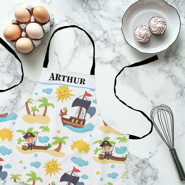 Kids Pirate Ship Personalised Cooking Apron (Creator Uploaded)