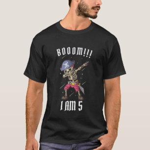 Kids Pirate Skeleton Dabbing Birthday 5 Years Old T-Shirt