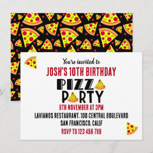 Kids Pizza Birthday Party Invitation