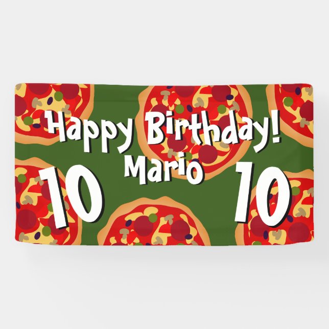 Kid's pizza Birthday party welcome banner sign (Horizontal)