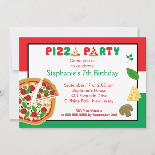 Kids Pizza Party Birthday Party Invitation Zazzle Co Uk