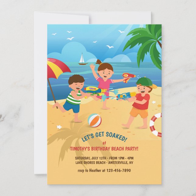Kid's Play at the Beach Invitation (Front)