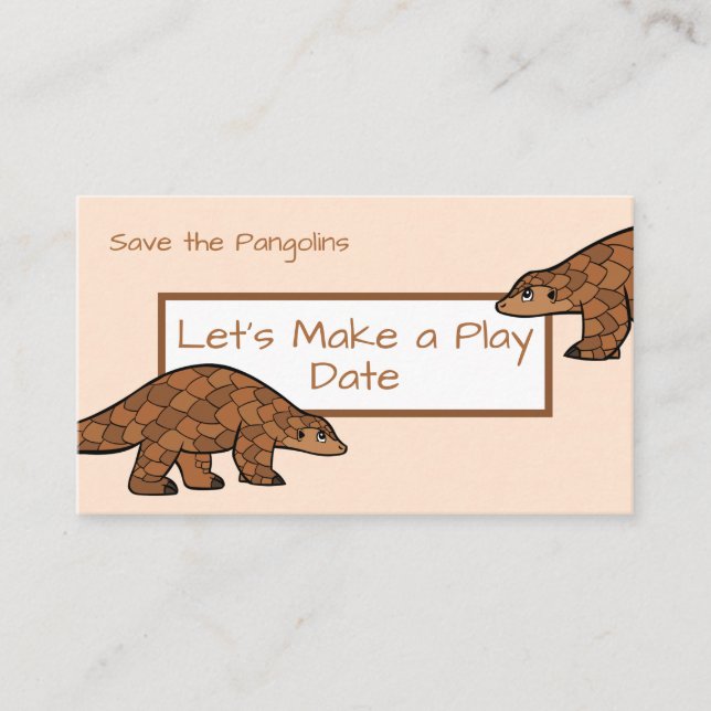 Kid's Play Date Pangolin Business Card (Front)