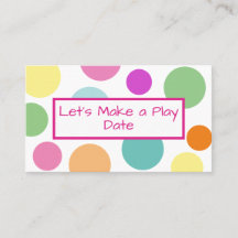 Kid's Play Date Rainbow Polka Dot Business Card
