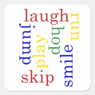 Kids Play, laugh, run, jump Typography sticker