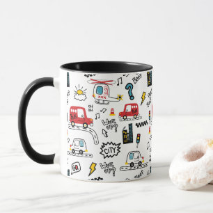 Kids Playful Transport Pattern Mug